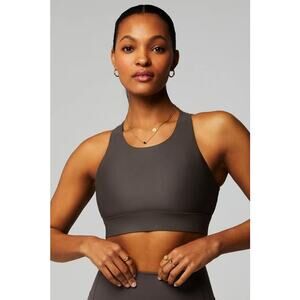 New Fabletics No-Bounce High Impact Sports Bra Taupe Slate size M
